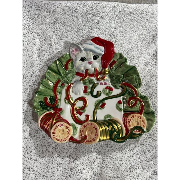 Fitz and Floyd Kitty Kringle Canapé Plate – Brand New in Box 🎄🐾 - Picture 2 of 12